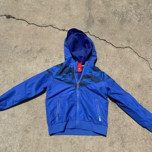 Nike Windbreaker Jacket‎ Full Zip Hooded Blue Camo Detail Kids Size 6